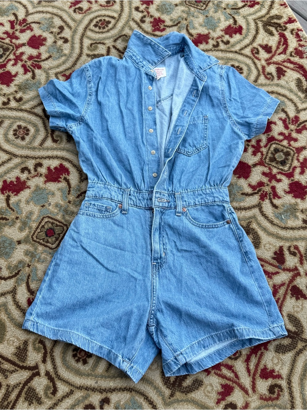 Signature by Levi Strauss Light Blue Denim Short-Sleeve Romper
